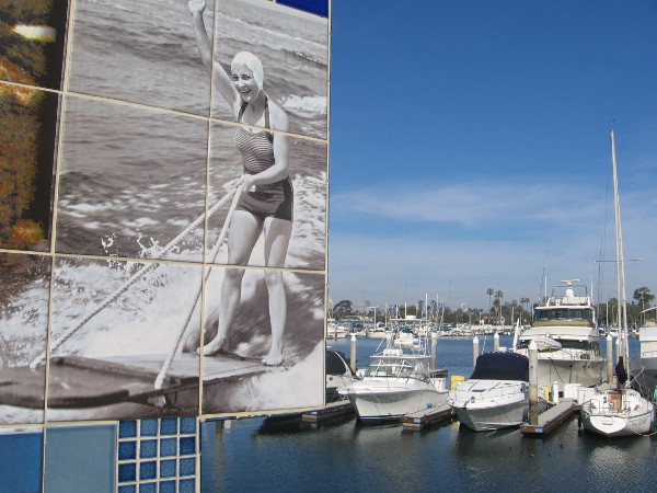 Water skiing in the past, and present-day boats in Glorietta Bay Marina.