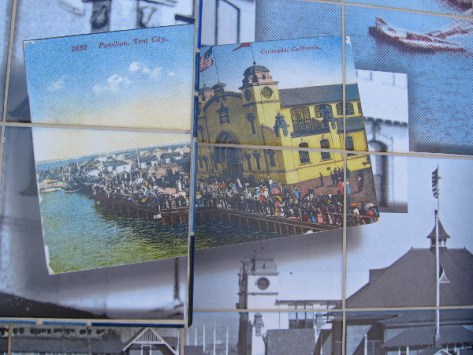 A postcard shows a crowd around Pavilion at Tent City.