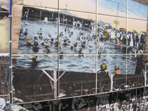 Swimmers enjoy the huge sandy-bottomed Plunge.