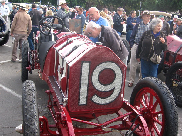 Someone checks out Fiat racing car at special Balboa Park Centennial event.