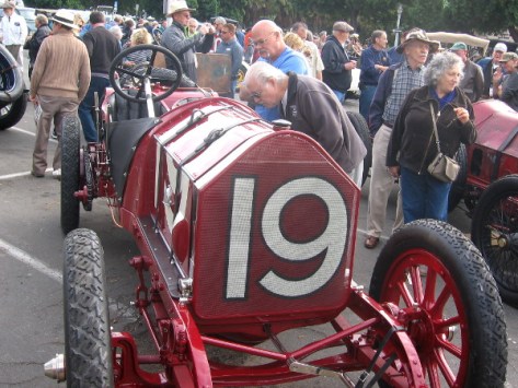 Someone checks out Fiat racing car at special Balboa Park Centennial event.