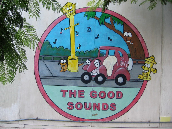 Fun image on wall of The Good Sounds car stereo installation shop.