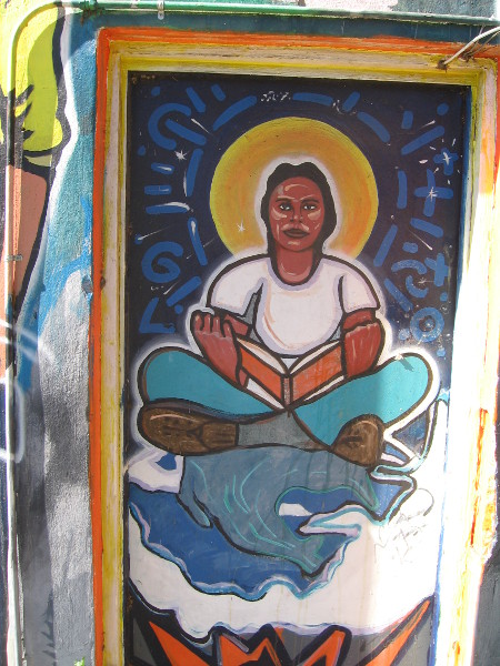 Latino-themed mural shows respect for education.