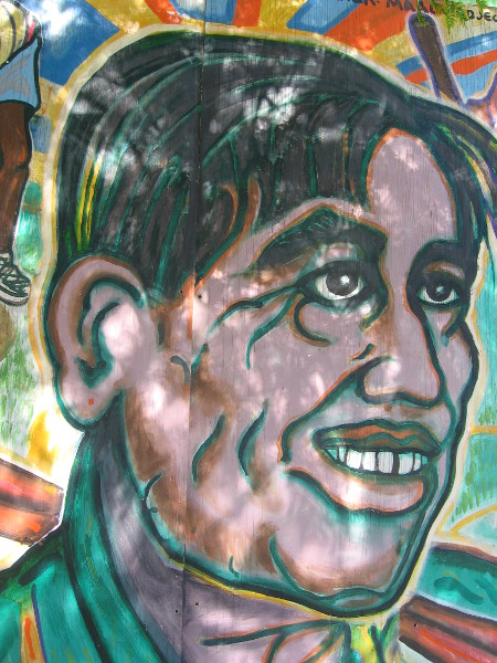 Face enveloped by color shows confident character.