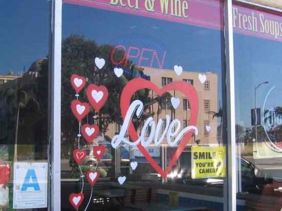 Love is in the air, and across the street at the waiting taco shop.