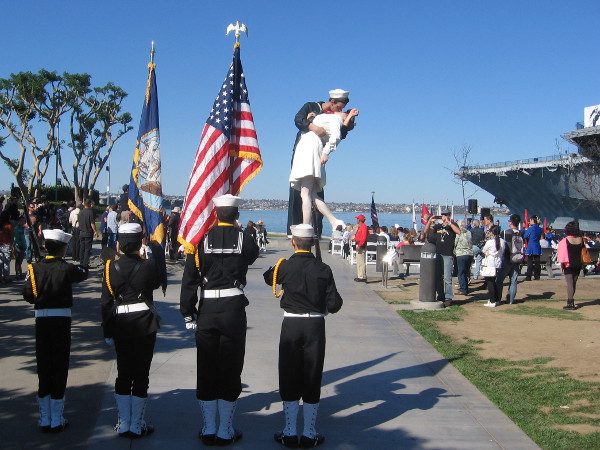Color guard is ready prior to Spirit of '45 kick off event by USS Midway Museum.