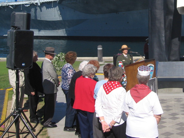 Rosie the Riveters are introduced and thanked for their service. They presented the second wreath.