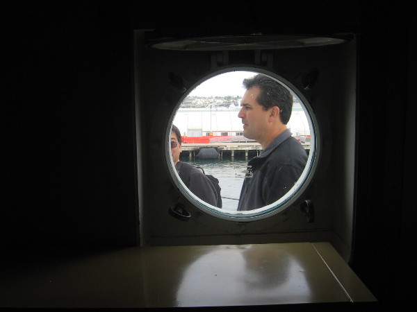 Looking out porthole from the chief scientist's quarters below deck.