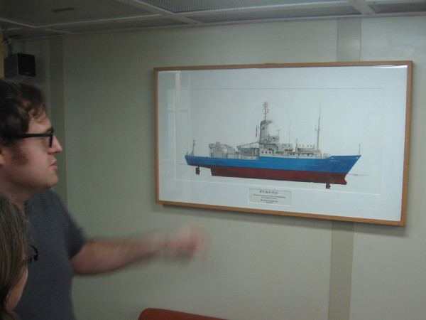 Graphic in library depicts the R/V Melville.