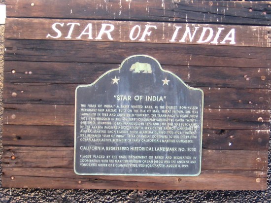 Star of India’s California Historical Landmark plaque.