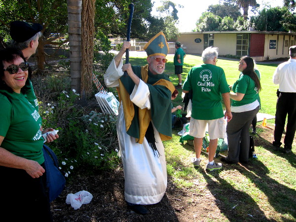 Saint Patrick was seen in downtown San Diego banishing snakes and frowns.