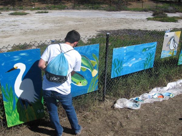 Kids were painting a public mural along the San Diego River Estuary this morning!