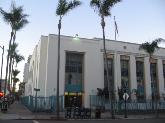 View of San Diego's downtown Post Office from Ninth Avenue.