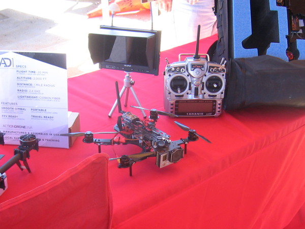 A smaller drone displayed on a table.