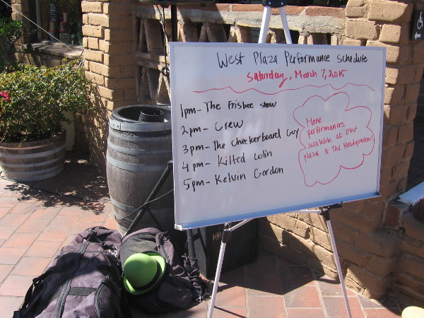 Street performers had shows all day at two plazas in Seaport Village. Tomorrow, too!