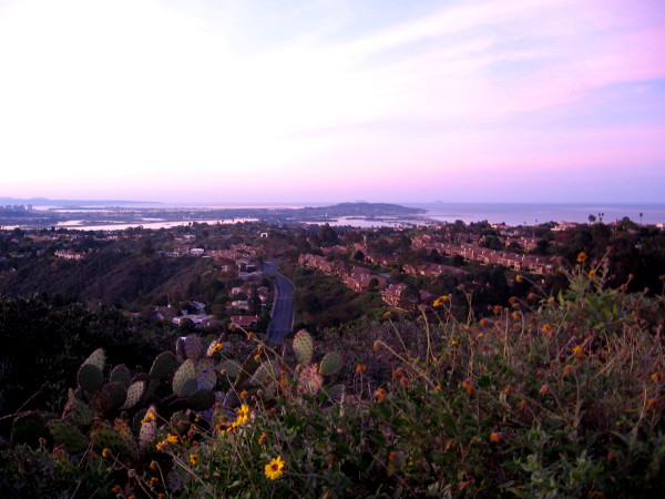 Looking south over part of La Jolla toward Mission Bay and Point Loma. Downtown San Diego is visible on the far left.