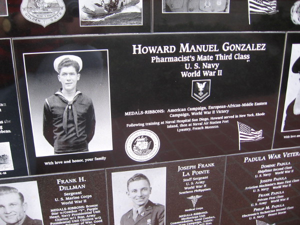 Pharmacist's Mate Third Class Howard Manuel Gonzalez of the U.S. Navy is honored.