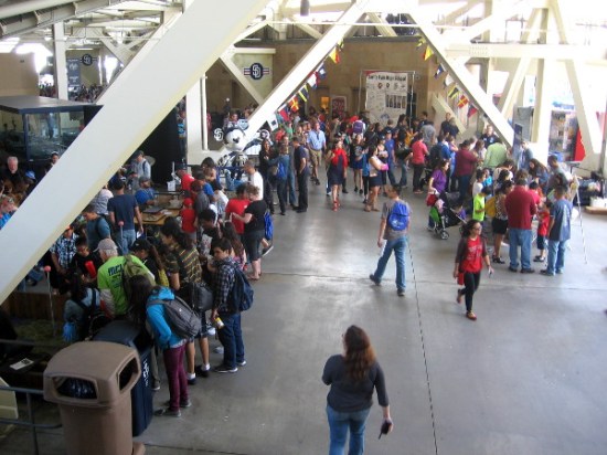 Looking down into Petco Park's Power Alley, where more STEM exhibits were located.