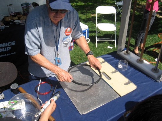 Demonstating maglev (magnetic levitation) using eddy currents.