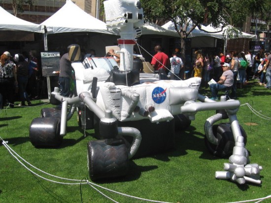 This NASA inflatable is the actual size of the Curiosity rover now on Mars.
