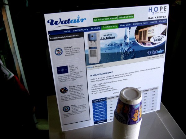 Watair creates atmospheric water generators (called air juicers). These devices produce pure drinking water while cleaning the air!