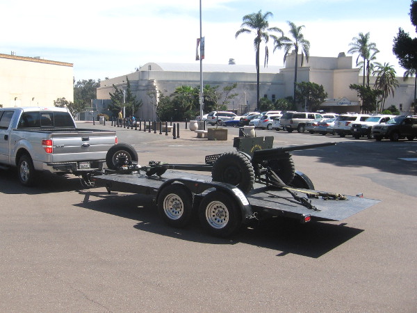 US WW2 37mm M3 Anti-Tank Gun backing up to the museum's big side door!