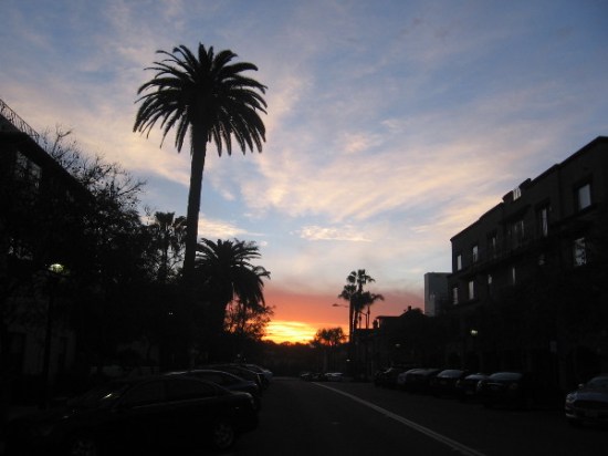 The sun begins to rise as I take a picture on Cortez Hill.