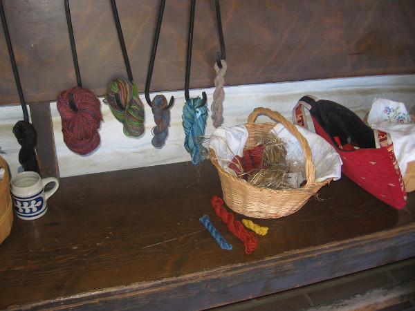 Yarns dyed many different colors out on display in San Diego's Old Town.