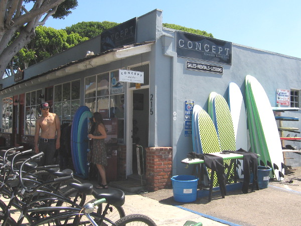 Bikes and surfboards are abundant in sunny Encinitas.