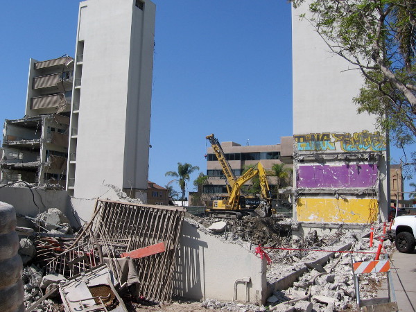 Large medical office building on Fifth Avenue just north of Olive being demolished. I saw a doctor here many years ago!