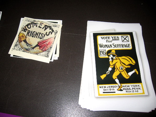 A display in the Balboa Park Club building included Women's Rights memorabilia from a hundred years ago.