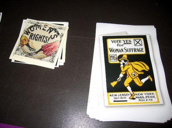 A display in the Balboa Park Club building included Women's Rights memorabilia from a hundred years ago.