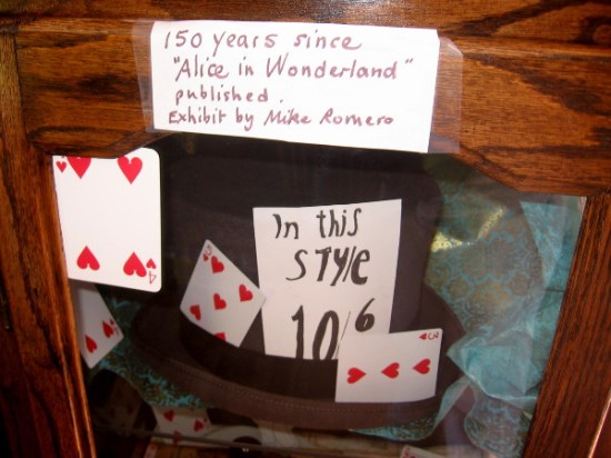 A cool Alice in Wonderland exhibit features the Mad Hatter.