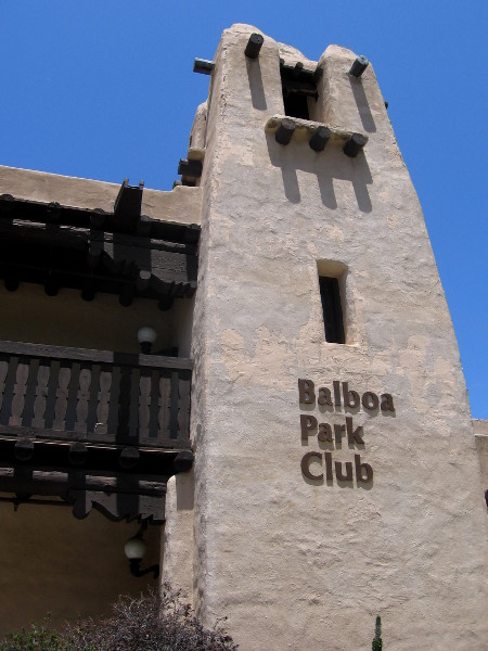 The Balboa Park Club building designed to appear like an adobe in America's Southwest.