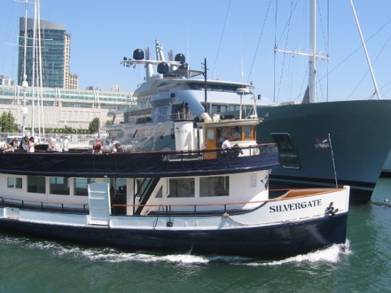 A favorite little ship, the Silvergate sets out across San Diego Bay for Coronado.