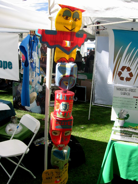 This totem pole was made of recycled materials!