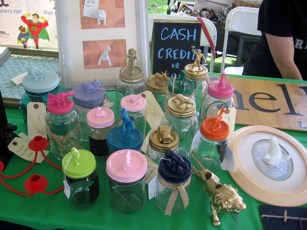 Fun art from recycled everyday items in the Repair and Reuse tent.