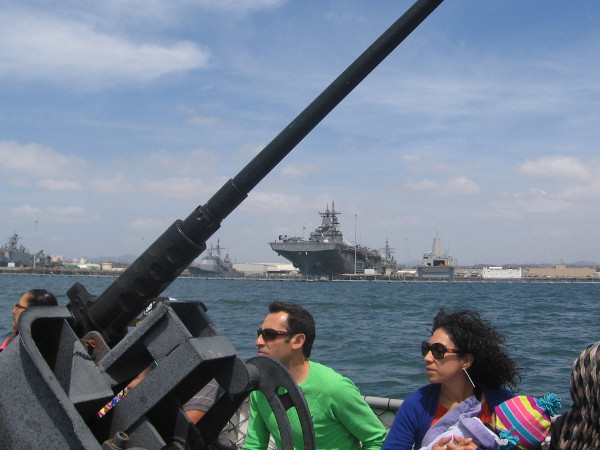 Naval Base San Diego (also called 32nd Street Naval Station) occupies a long stretch of South Bay. It's the largest United States Navy base on the west coast.