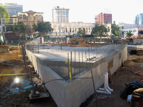 The corner of a large plaza that will be used for concerts and special events.