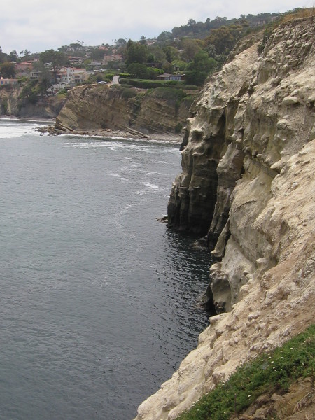 From the view point I look east along eroded cliffs toward La Jolla homes.