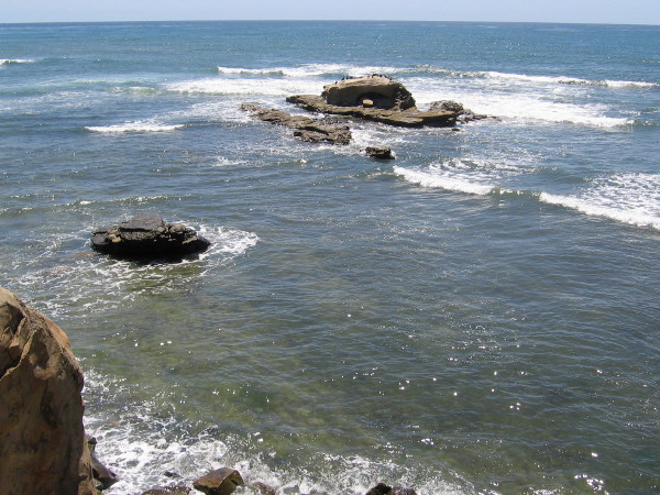 Looking down from the high viewing area at picturesque Bird Rock below.