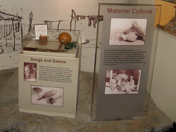 Exhibits in Visitor Center's museum show different aspects of Kumeyaay culture, including songs, games and crafts.