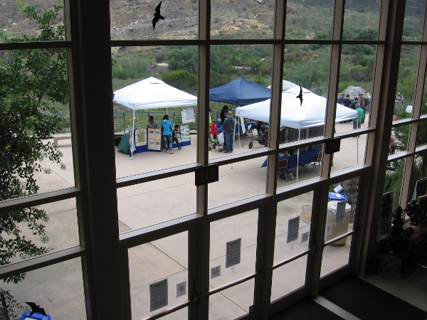 Looking back out at the outdoor patio. More people have arrived in the past few minutes while I explored inside.