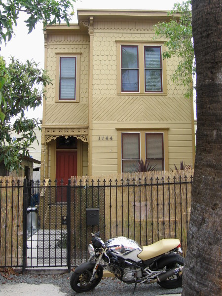 Quaint narrow house on National Avenue near downtown San Diego.