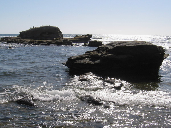 Finally, we turn westward to look at Bird Rock. At a distance, the birds are just visible in this photo!