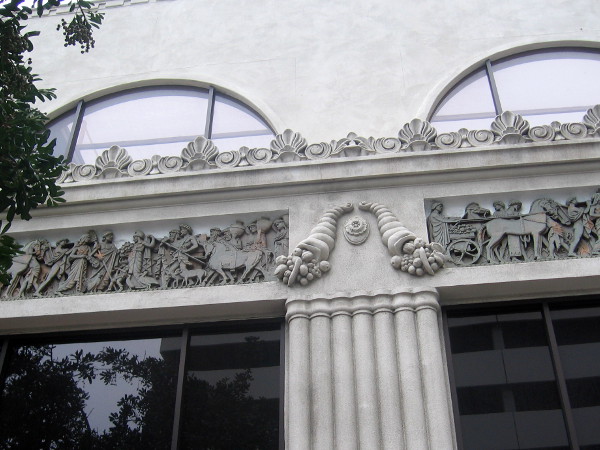 Classic figures in a frieze on a building at the corner of Seventh and C Street. The cool Computer Museum of America used to be here.