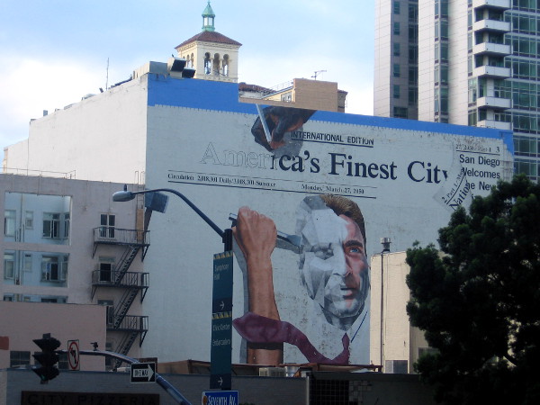 View of the iconic America's Finest City mural from a spot on Seventh Avenue.