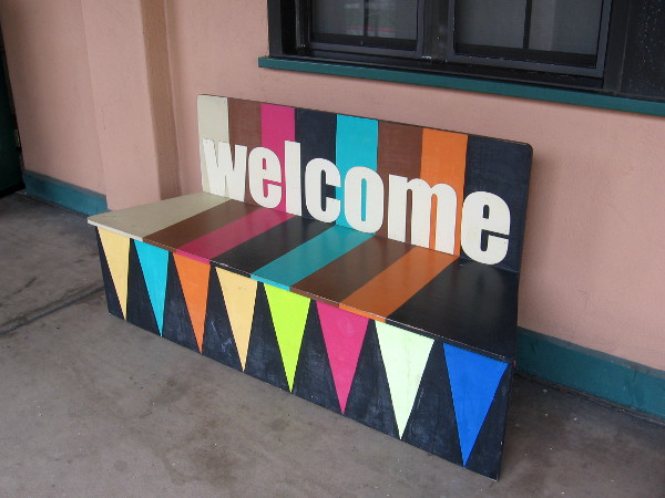 An outdoor bench welcomes visitors to history-rich San Diego attraction NTC Liberty Station.