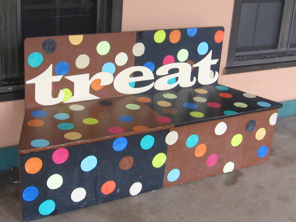 Shops and restaurants around Liberty Station provide many treats. So does this seat!