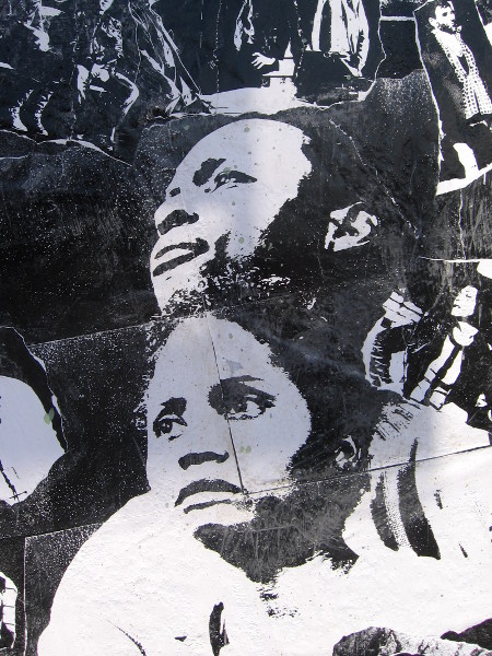 Countless expressions on faces that are turned in all directions.